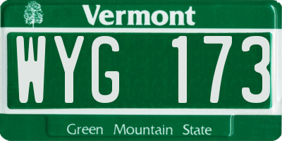 VT license plate WYG173