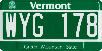 VT license plate WYG178