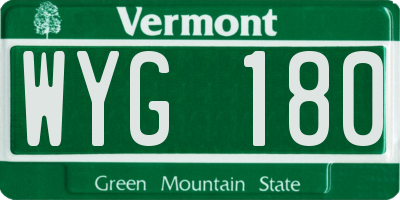 VT license plate WYG180