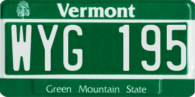 VT license plate WYG195