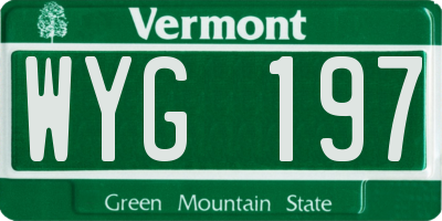 VT license plate WYG197