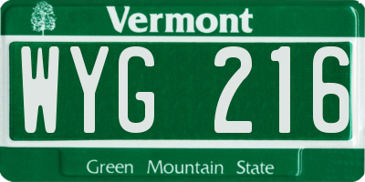 VT license plate WYG216