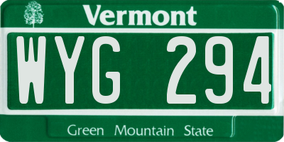 VT license plate WYG294