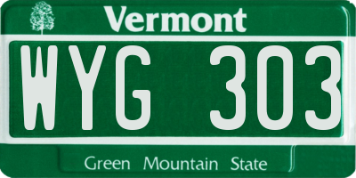 VT license plate WYG303