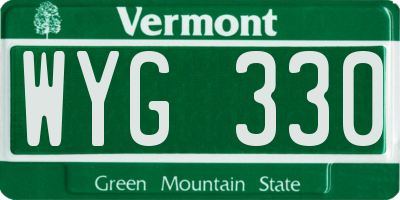VT license plate WYG330