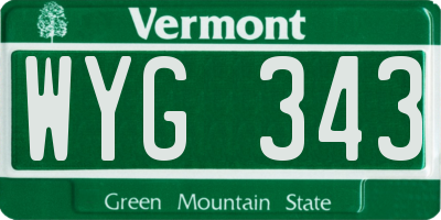 VT license plate WYG343