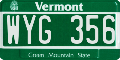 VT license plate WYG356