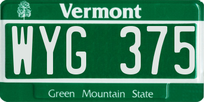 VT license plate WYG375