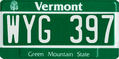 VT license plate WYG397
