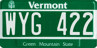 VT license plate WYG422