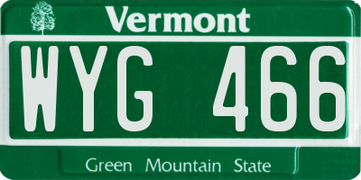 VT license plate WYG466