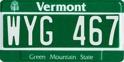 VT license plate WYG467