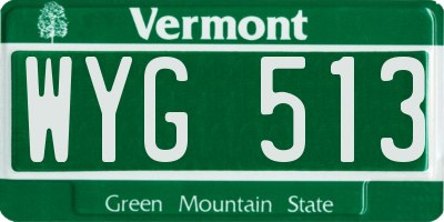 VT license plate WYG513