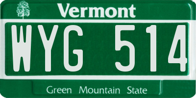 VT license plate WYG514