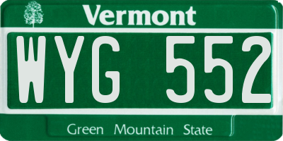VT license plate WYG552