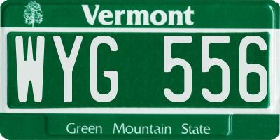 VT license plate WYG556
