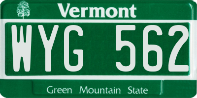 VT license plate WYG562
