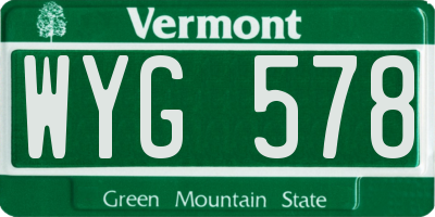 VT license plate WYG578