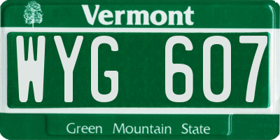 VT license plate WYG607
