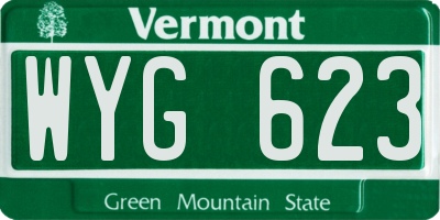 VT license plate WYG623