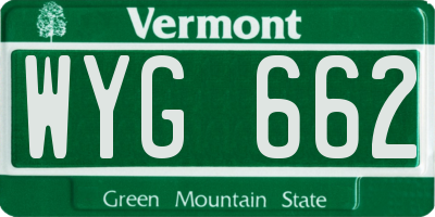 VT license plate WYG662