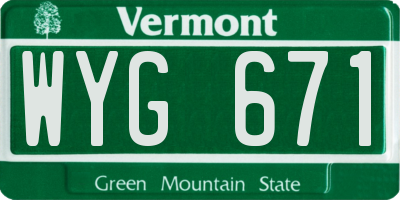 VT license plate WYG671