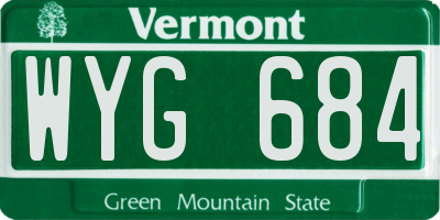 VT license plate WYG684