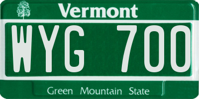 VT license plate WYG700