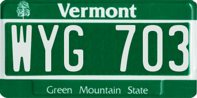 VT license plate WYG703