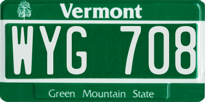 VT license plate WYG708