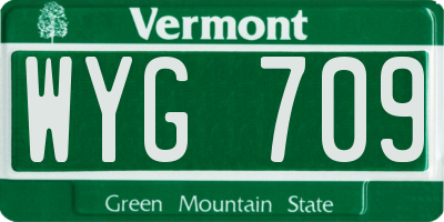 VT license plate WYG709