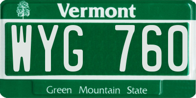 VT license plate WYG760