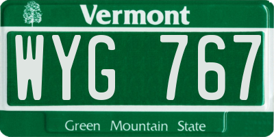 VT license plate WYG767