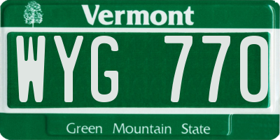 VT license plate WYG770