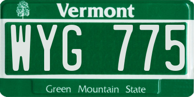 VT license plate WYG775