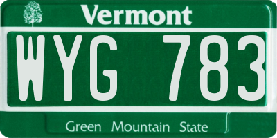 VT license plate WYG783