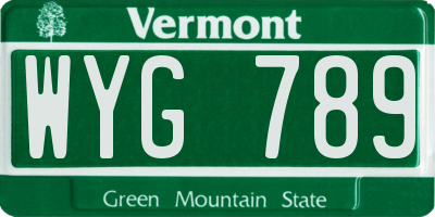 VT license plate WYG789