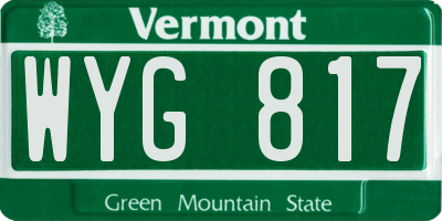 VT license plate WYG817