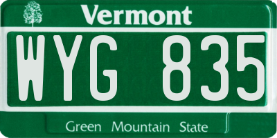 VT license plate WYG835