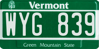 VT license plate WYG839