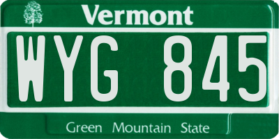 VT license plate WYG845