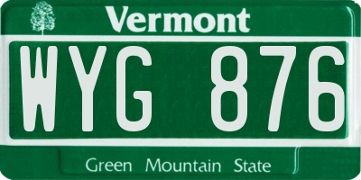 VT license plate WYG876