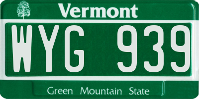 VT license plate WYG939