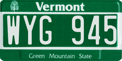 VT license plate WYG945