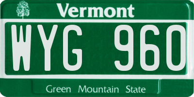 VT license plate WYG960