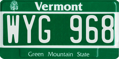 VT license plate WYG968