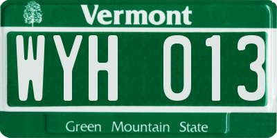 VT license plate WYH013