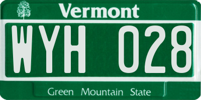 VT license plate WYH028
