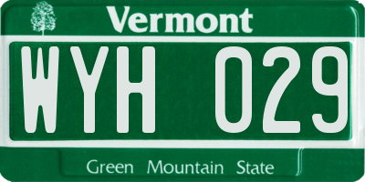 VT license plate WYH029