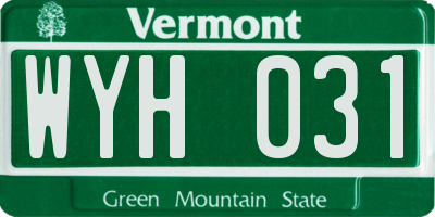VT license plate WYH031